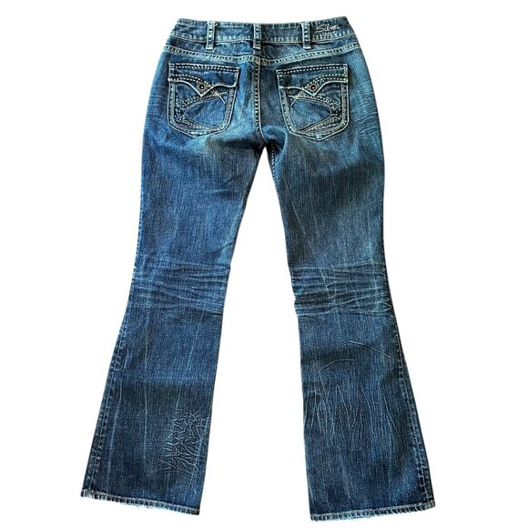 Silver Jeans Suki Flap Bootcut Embroidered Pockets Size 31 x 32 Medium Wash - Picture 1 of 7